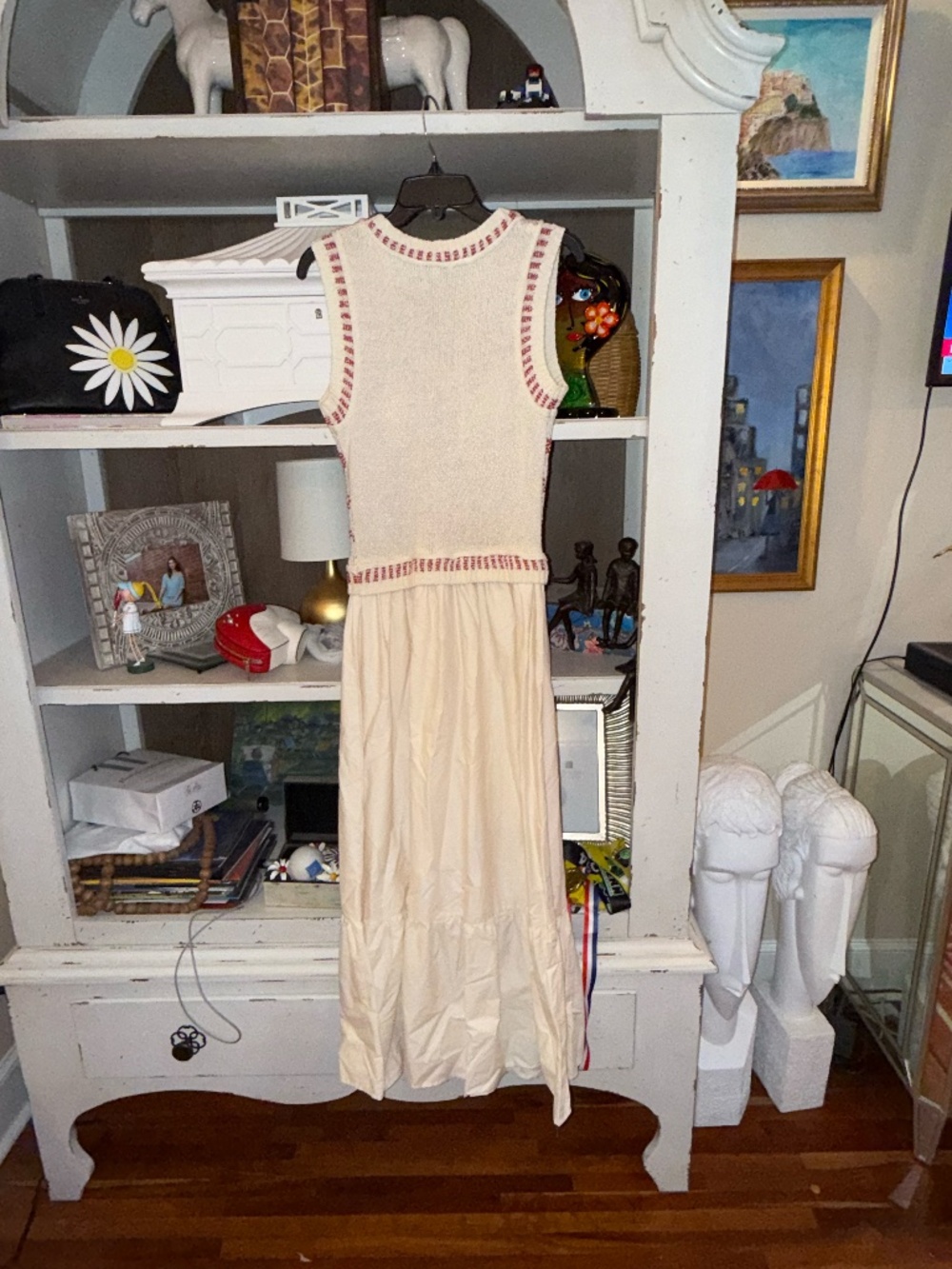 Moon River Nautical two-fer maxi dress sweater bodice sailboat cotton skirt XS - Picture 5 of 5